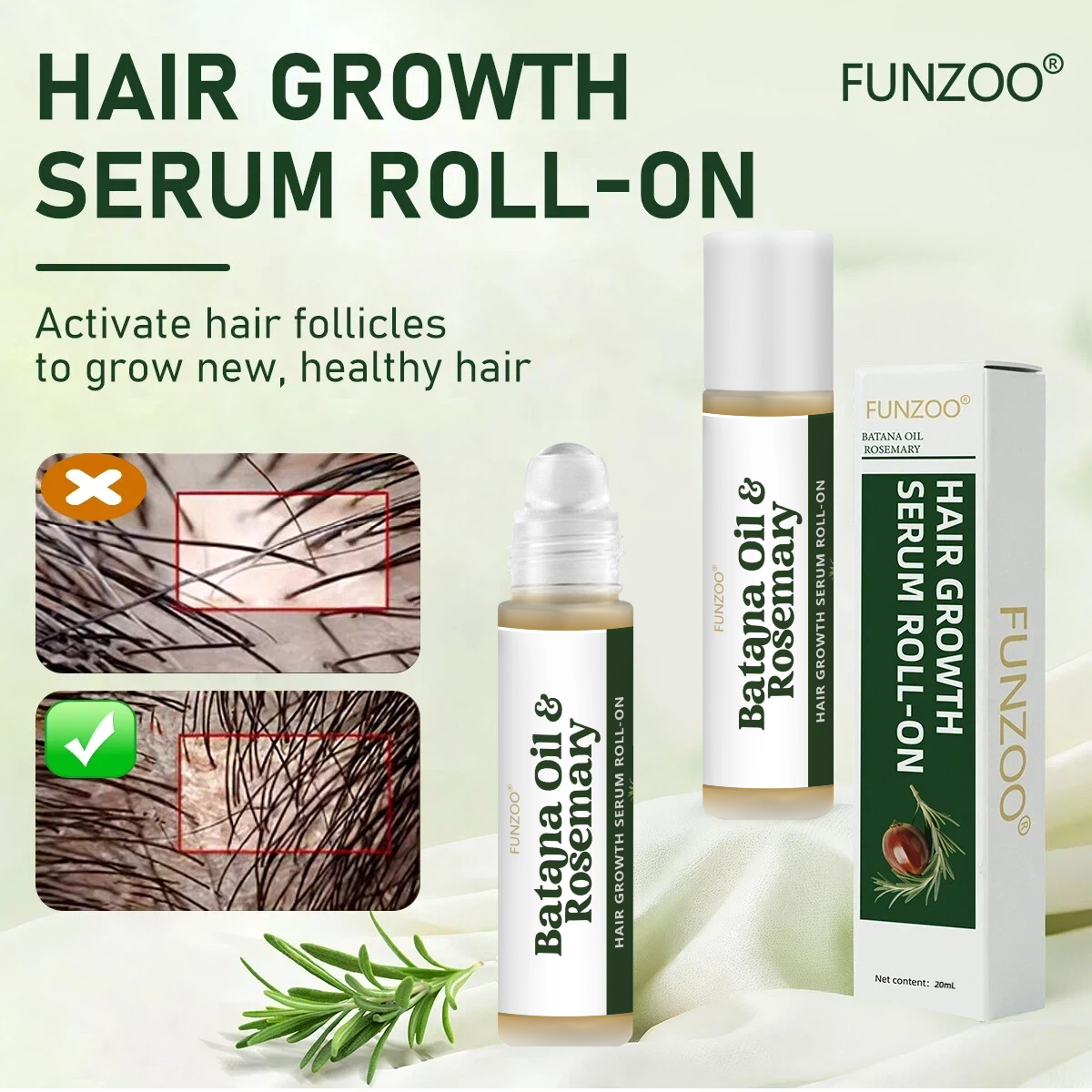 Funzoo® Batana Oil & Rosemary Hair Growth Roll-On Serum