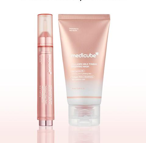 Milky Glow Lock Collagen Duo l Collagen Glazed Milky Glow Wrapping Mask (20-Min Use) + Collagen Glow Booster Milk Serum for Hydration & Radiance, Korean Skincare, K-beauty